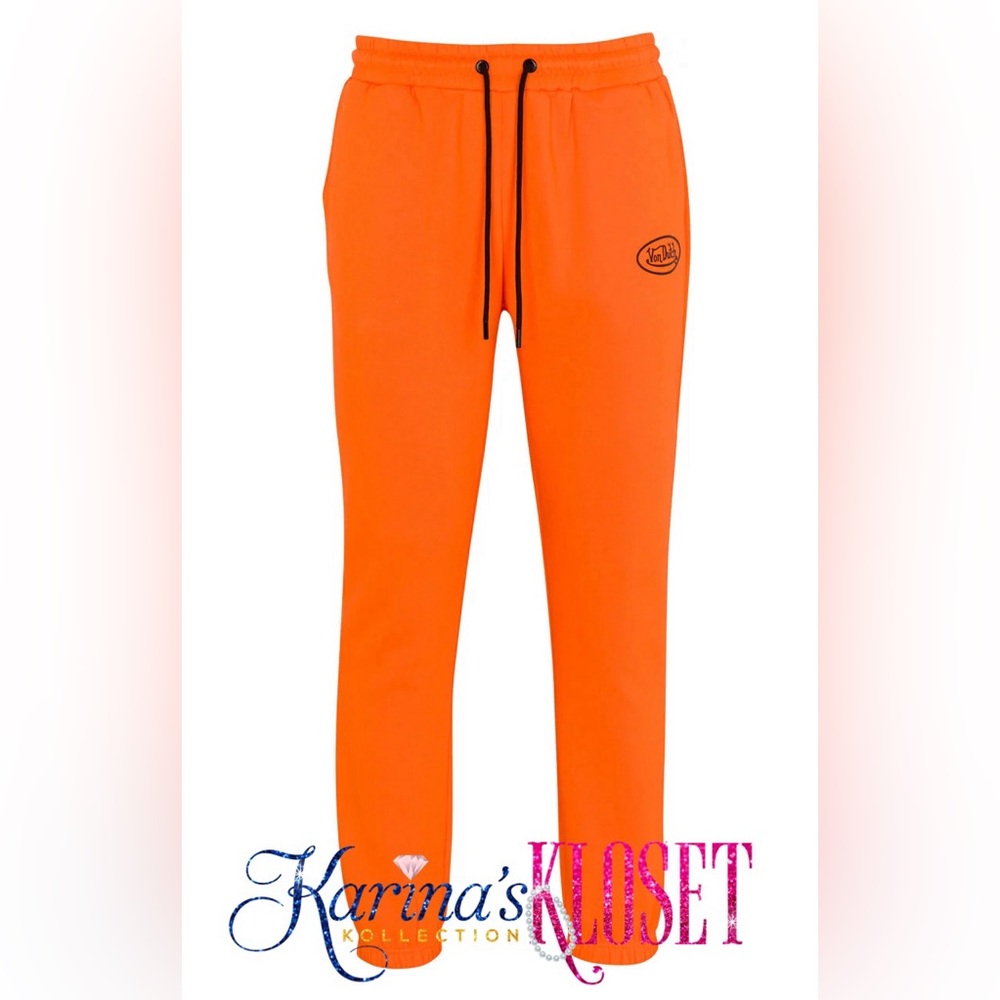 Von Dutch Orange & Black Logo Joggers 🎀 NWT 🎀 Authentic 🎀 Unisex